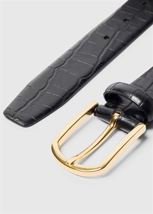 Iona croco leather belt Sort Selected Femme 